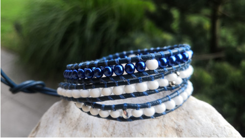 Náramek Wrap Bracelet v bílo - modré — foto 3