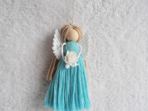 4 x macrame anděl tyrkysový — foto 3