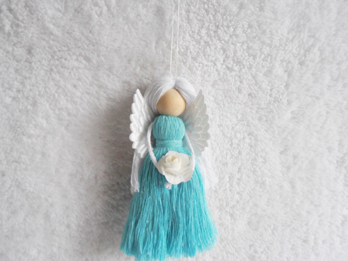 4 x macrame anděl tyrkysový — foto 2
