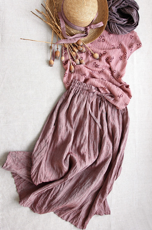 KAIA Burgundy - sukně len — foto 3