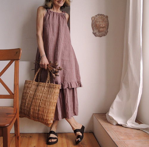 KAIA Burgundy - sukně len — foto 5