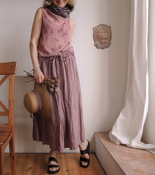 KAIA Burgundy - sukně len — foto 6