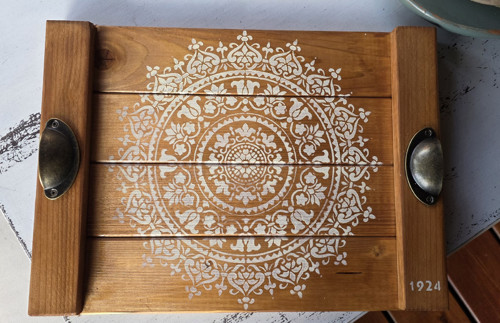 Boho dřevěný tác MANDALA 1924 — foto 3