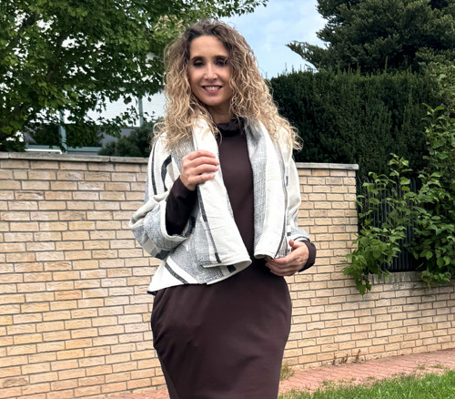 Kabátek netopýr bílo-šedý vel. M — foto 4