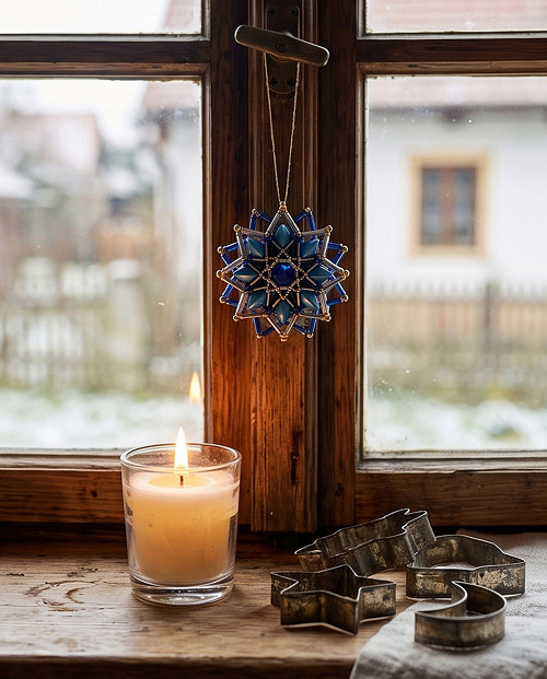 Prostorová vánoční hvězda,tmavě modrá — foto 3