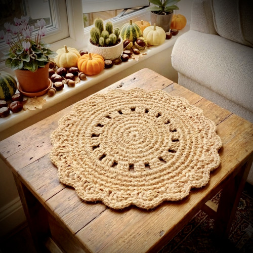 Háčkovaná dečka z přírodní juty v boho stylu — foto 2