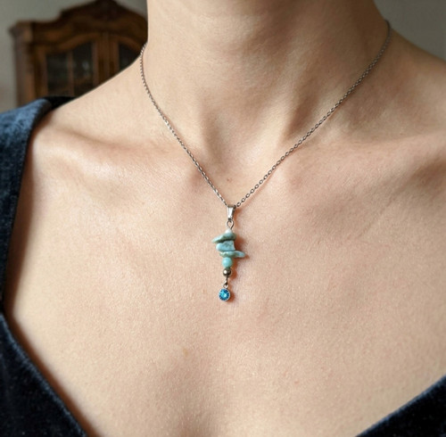 "Bela" Náhrdelník (chirurgická ocel, larimar) — foto 4