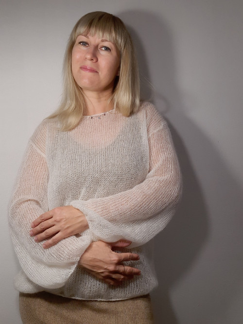 Svetr kid mohér z hedvábím — foto 4