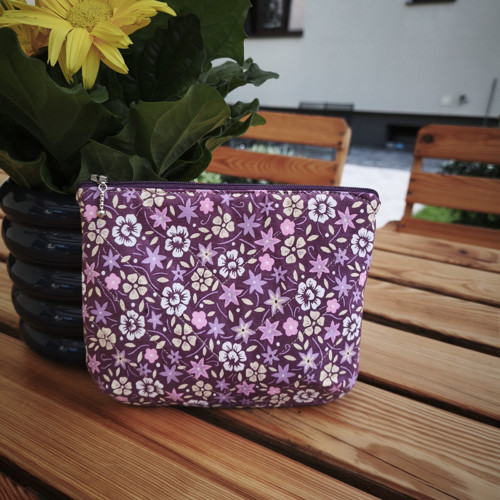 Taštička šikmé proužky patchwork fialová — foto 3