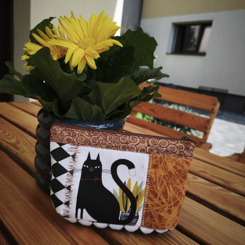 Taštička patchwork černá bílá kočka — foto 3