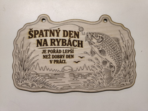 Dřevěná cedule pro rybáře – rybářské hlášky — foto 6