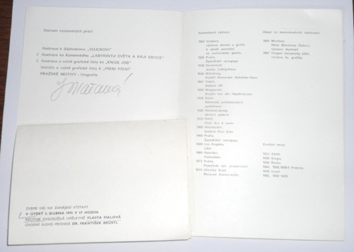 POZVÁNKA výstava, autogram 1974 • J. Mařanová — foto 3