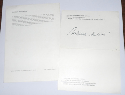 POZVÁNKA výstava, autogram 1974 • J. Mařanová — foto 4