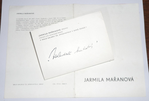 POZVÁNKA výstava, autogram 1974 • J. Mařanová — foto 2