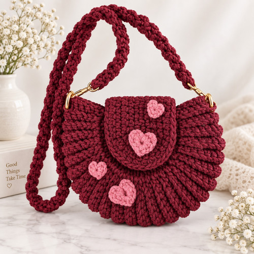 Háčkovaná crossbody kabelka se srdíčky — foto 4