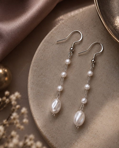 Elegantní visací náušnice s perličkami — foto 2