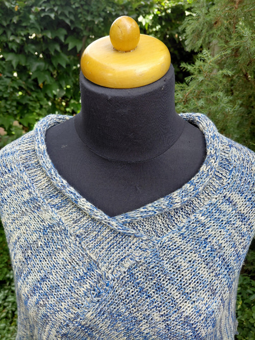 Pletené melírované pončo — foto 3