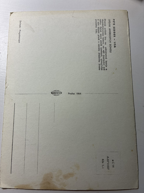 Peter Seeger- USA- velká pohlednice — foto 2