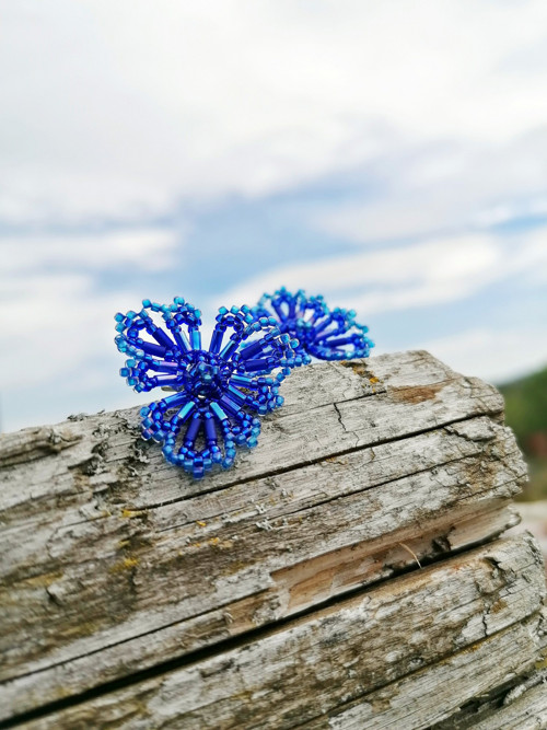 Modré krajkové květy - náušnice — foto 2