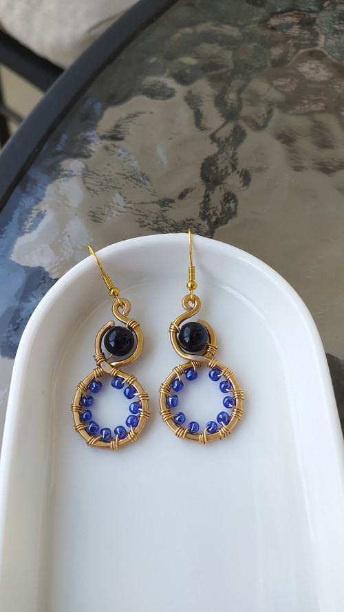 Půlnoční elegance: Wire-wrapping náušnice — foto 2