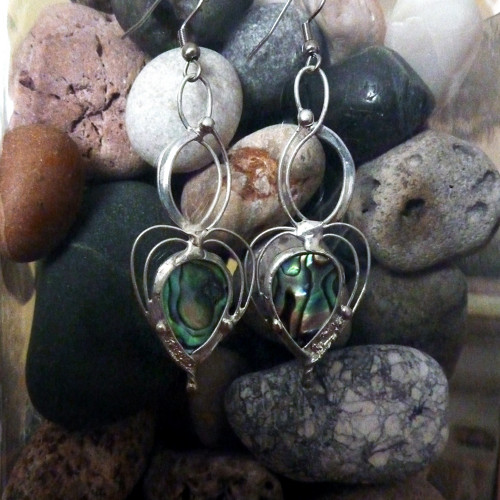 Náušnice visací, paua shell MISS OCEAN, handmade — foto 5