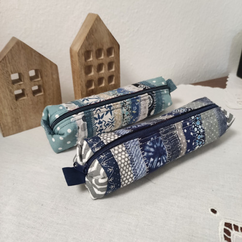 Sešívané pouzdro patchwork modré — foto 2