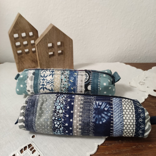 Sešívané pouzdro patchwork modré — foto 5