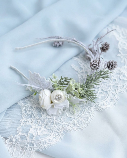 Zimní květinová čelenka boho — foto 3