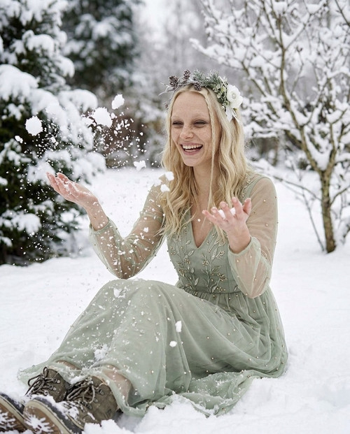 Zimní květinová čelenka boho — foto 5