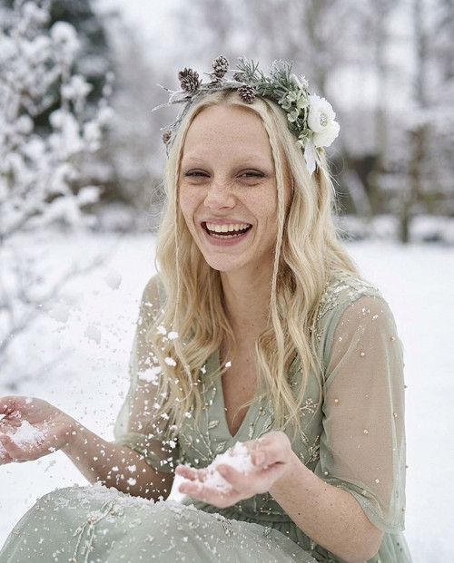 Zimní květinová čelenka boho — foto 4