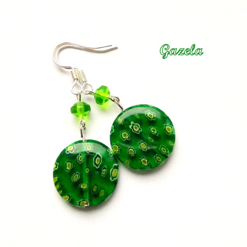 Náušnice Millefiori zelené — foto 2