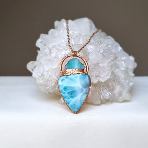Larimar a hemimorfit - autorský šperk — foto 3