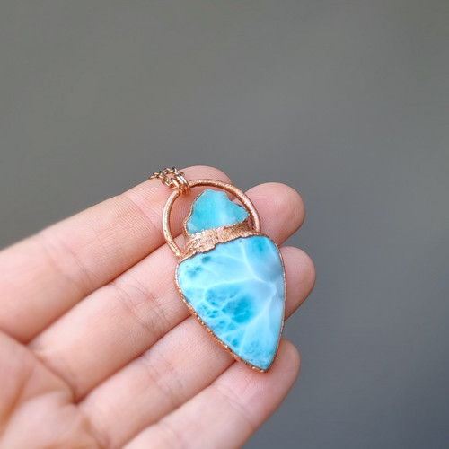 Larimar a hemimorfit - autorský šperk — foto 5