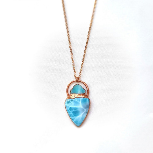 Larimar a hemimorfit - autorský šperk — foto 4