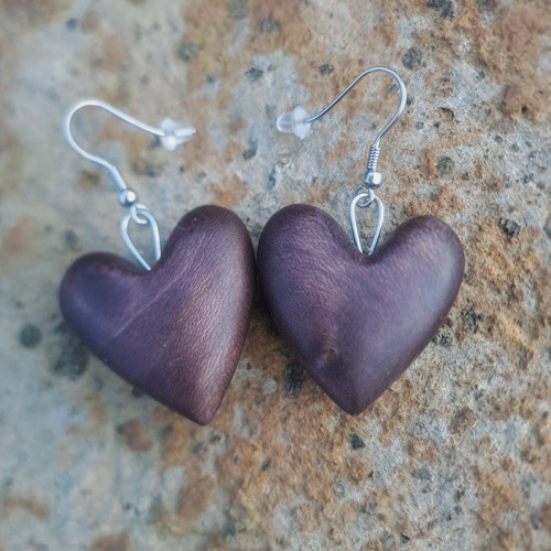 Srdíčkové náušnice purpurové — foto 3