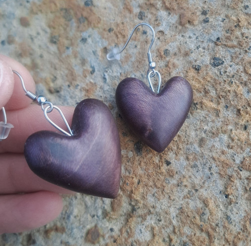 Srdíčkové náušnice purpurové — foto 6