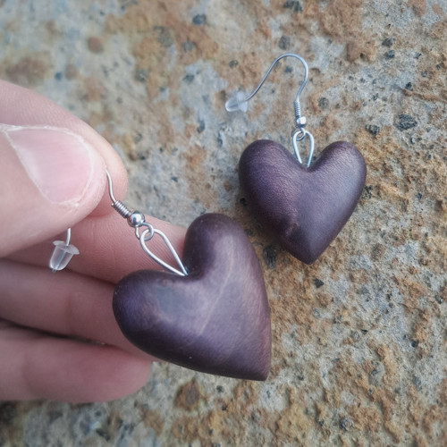 Srdíčkové náušnice purpurové — foto 5