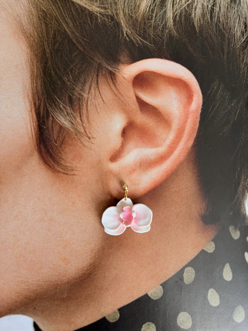 Náušnice Růžova orchidej — foto 3