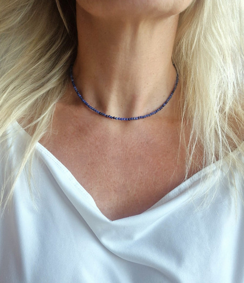 Sodalit*dark blue*broušený*náhrdelník — foto 5