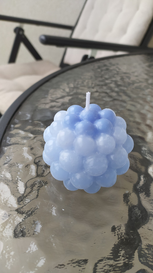 Modrá „Bubble“ svíčka – Pomeranč a koření — foto 2