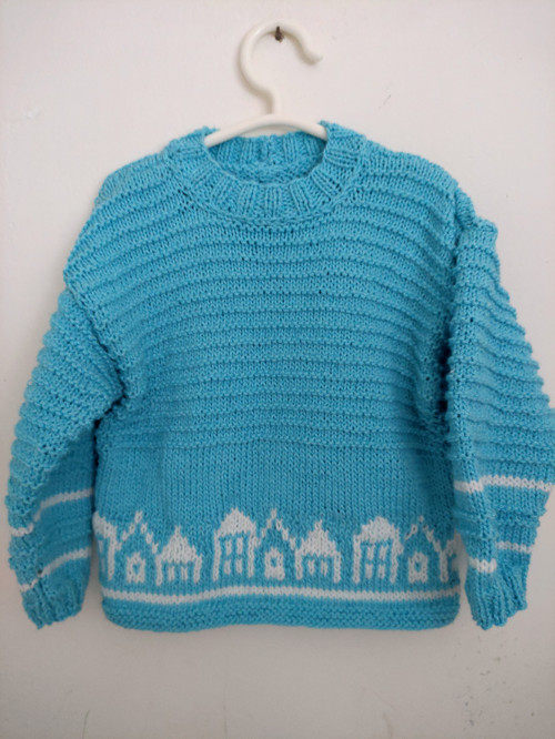 Dětský svetr Domečky vel.98-104 — foto 3