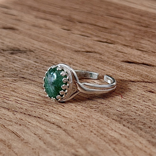 Stříbrný elegantný vintage prsten, smaragd E009 — foto 6