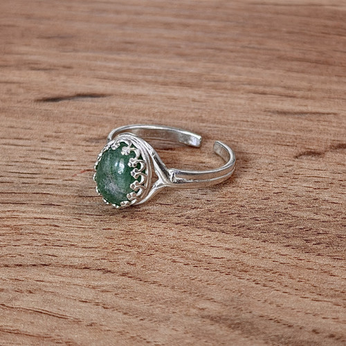 Stříbrný elegantný vintage prsten, smaragd E009 — foto 4