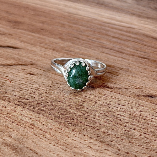 Stříbrný elegantný vintage prsten, smaragd E009 — foto 5