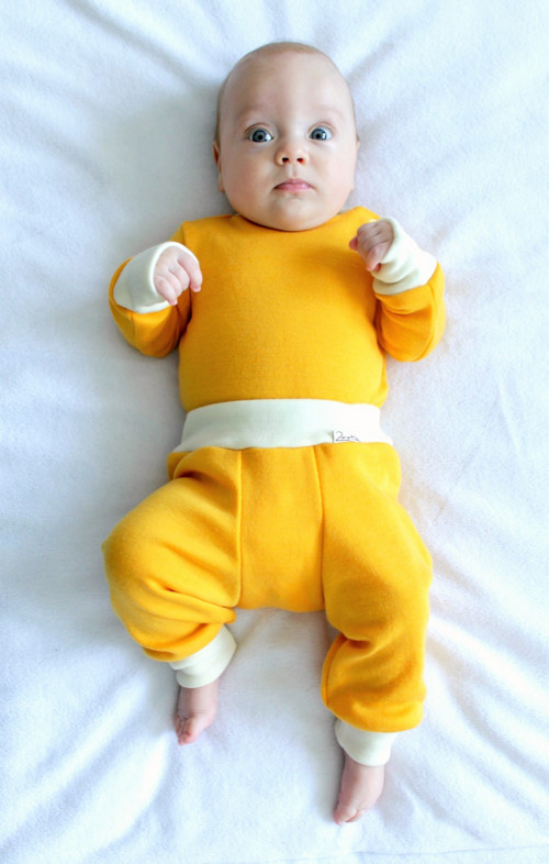 Merino gatě, rostoucí - 50-60cm - mango — foto 2