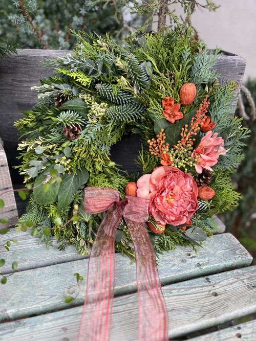 Podzimní věnec s květy - průměr 38cm — foto 5