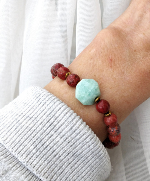 Minerální náramek / jaspis + amazonit / 0,8 — foto 5