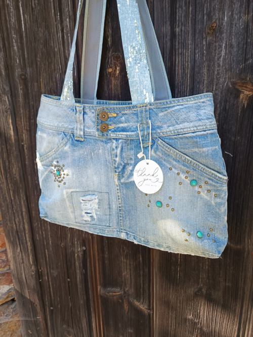 Denim taška korálky — foto 2