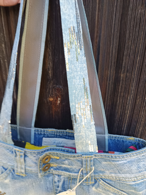 Denim taška korálky — foto 3