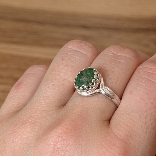 Stříbrný elegantný vintage prsten, smaragd E009 — foto 2